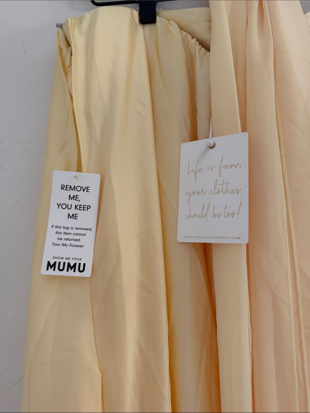 Show Me Your Mumu Strapless Yellow Bridesmaids Dress with neck scarf - Picture 4 of 11